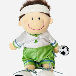 Okie Dokie Soccer Player Plush Teach Me Dress Up Soft Doll Green White 14 Inch